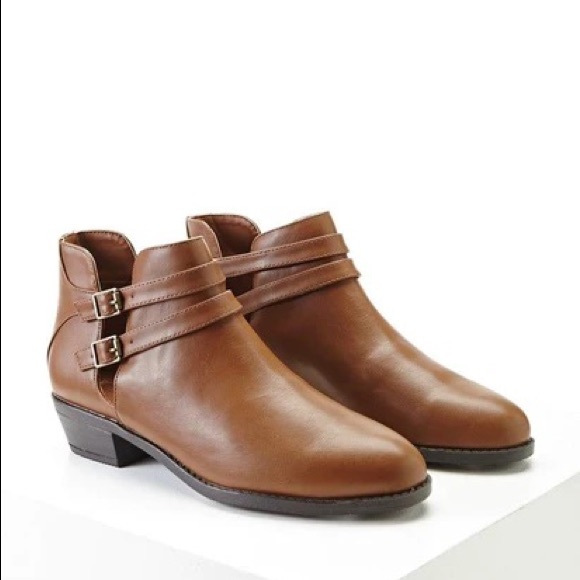 Forever 21 Shoes - Brown ankle booties with double buckle